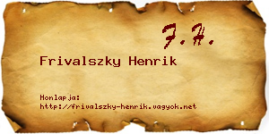 Frivalszky Henrik névjegykártya